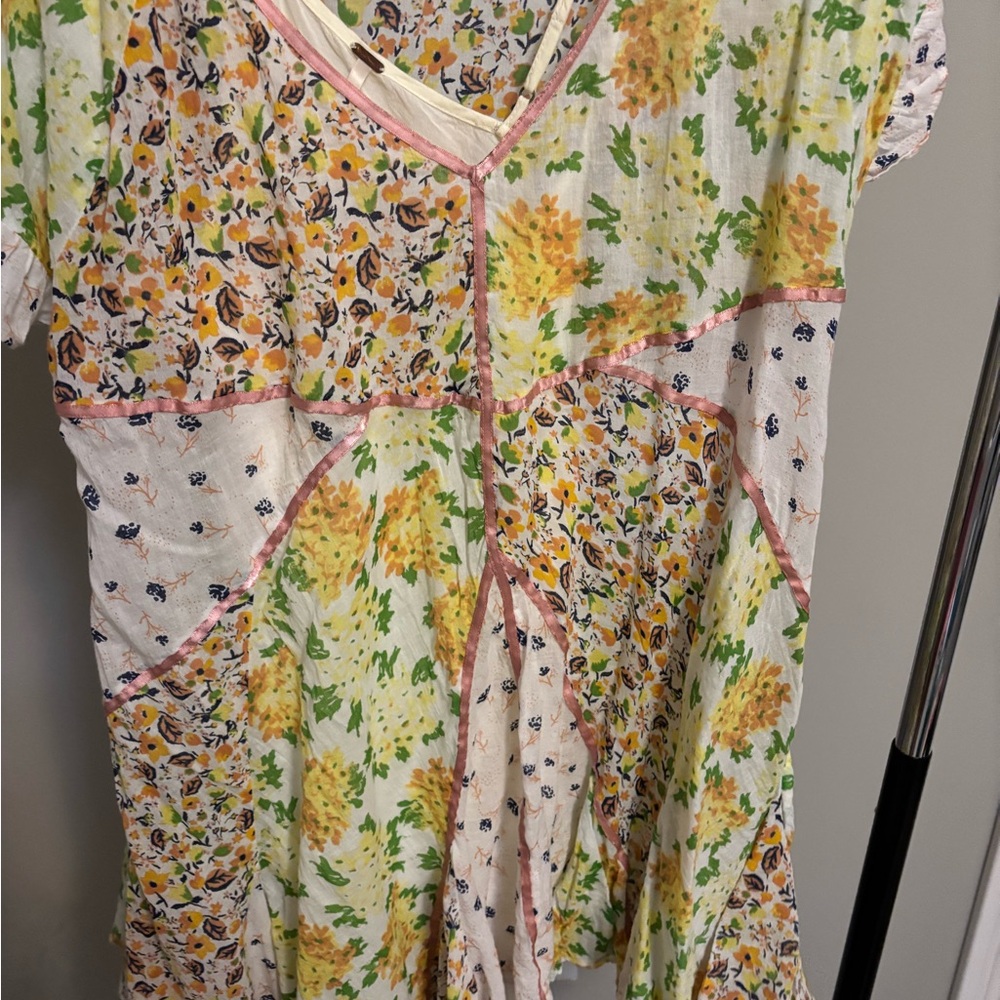 Free People Floral Patchwork Dress - Yellow, Pink, White